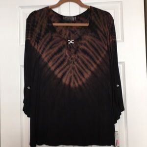 Tie dyed top in Brown & Black. IMPULSE NWT
